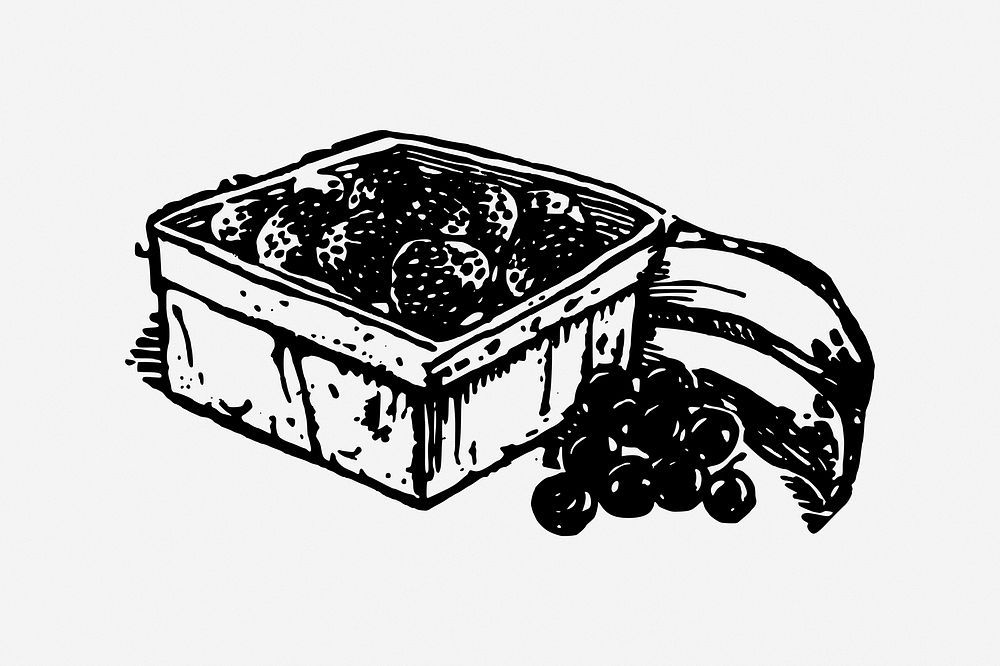 Fruit box, drawing illustration. Free public domain CC0 image.