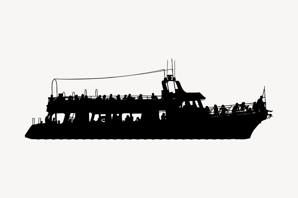 Yacht silhouette clipart, drawing illustration vector. Free public domain CC0 image.