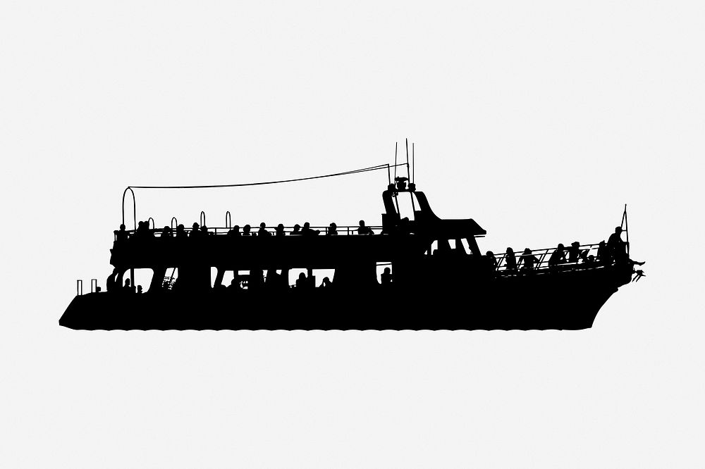 Yacht silhouette, drawing illustration. Free public domain CC0 image.