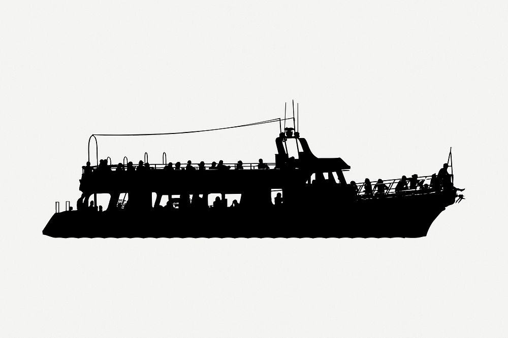 Yacht silhouette collage element, vintage illustration psd. Free public domain CC0 image.
