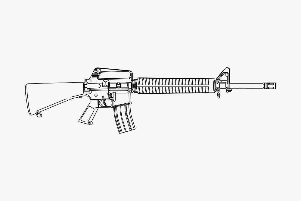 Firearm clipart, drawing illustration vector. Free public domain CC0 image.