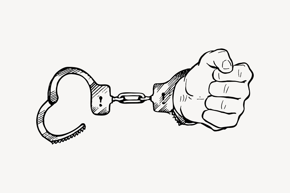 Handcuffs clipart, drawing illustration vector. Free public domain CC0 image.