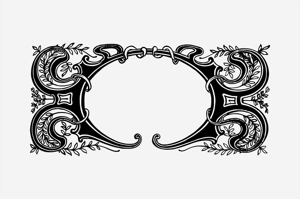 Ornamental frame  clipart, vintage hand drawn vector. Free public domain CC0 image.