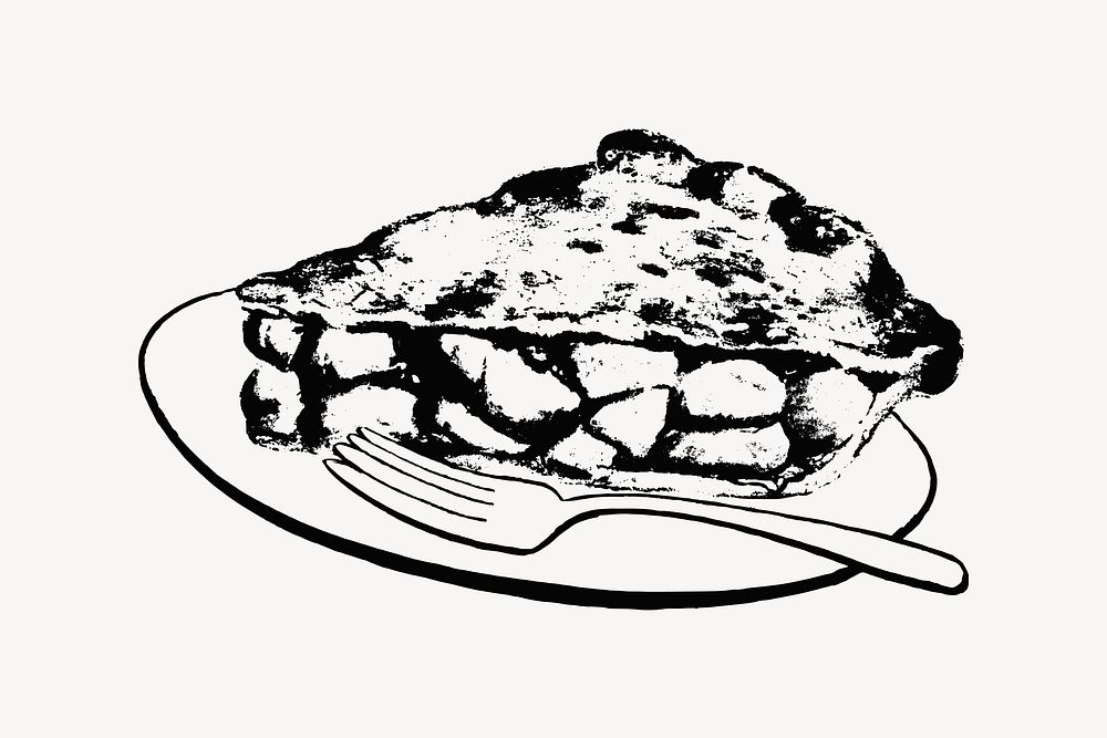 Fruit pie collage element, drawing illustration vector. Free public domain CC0 image.