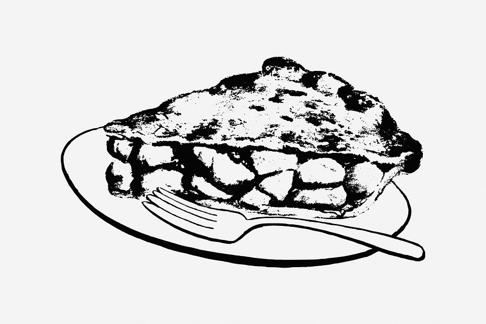 Fruit pie, vintage drawing illustration. Free public domain CC0 image.