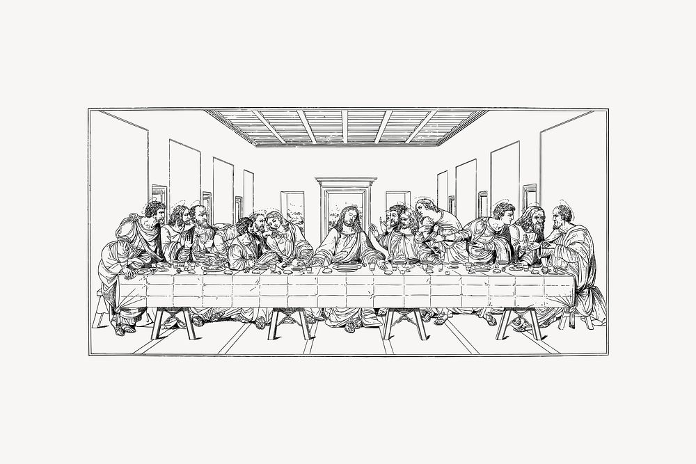 Last supper collage element, drawing illustration vector. Free public domain CC0 image.
