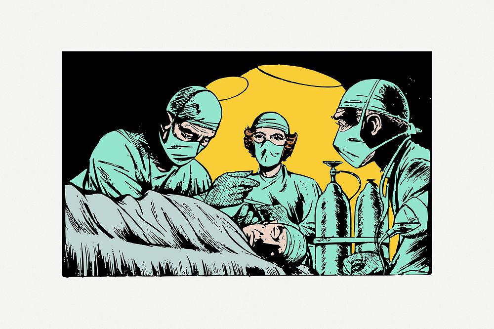 Doctor surgery clipart, vintage illustration psd. Free public domain CC0 image.