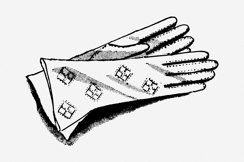 Fashion gloves, vintage drawing illustration. Free public domain CC0 image.
