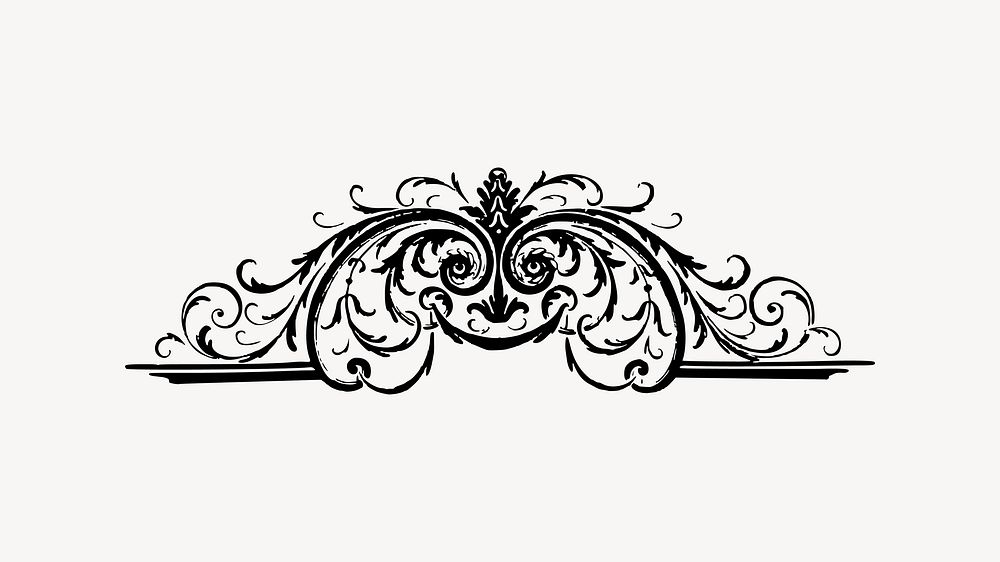 Antique divider collage element, drawing illustration vector. Free public domain CC0 image.