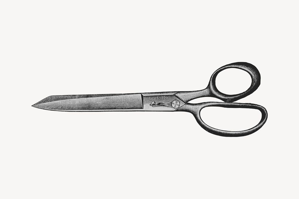 Scissors collage element, drawing illustration vector. Free public domain CC0 image.