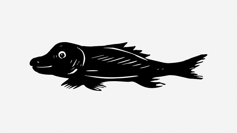 Fish, vintage drawing illustration. Free public domain CC0 image.