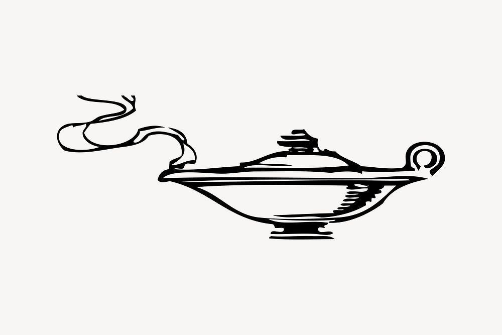 Magic lamp clipart, vintage illustration vector. Free public domain CC0 image.