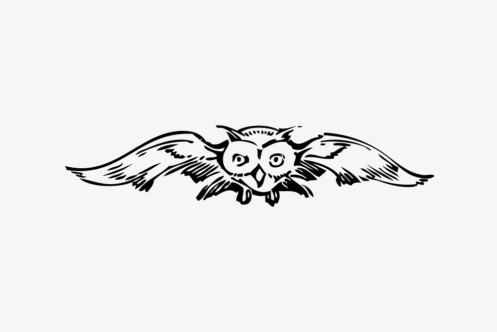 Flying owl clipart, vintage illustration vector. Free public domain CC0 image.