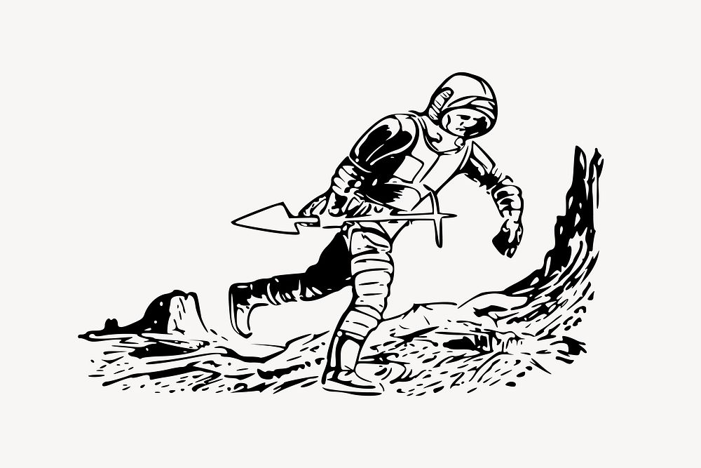 Astronaut clipart, vintage illustration vector. Free public domain CC0 image.