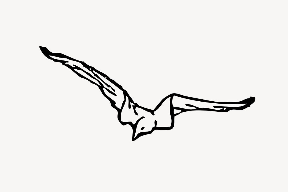 Flying bird clipart, vintage illustration vector. Free public domain CC0 image.
