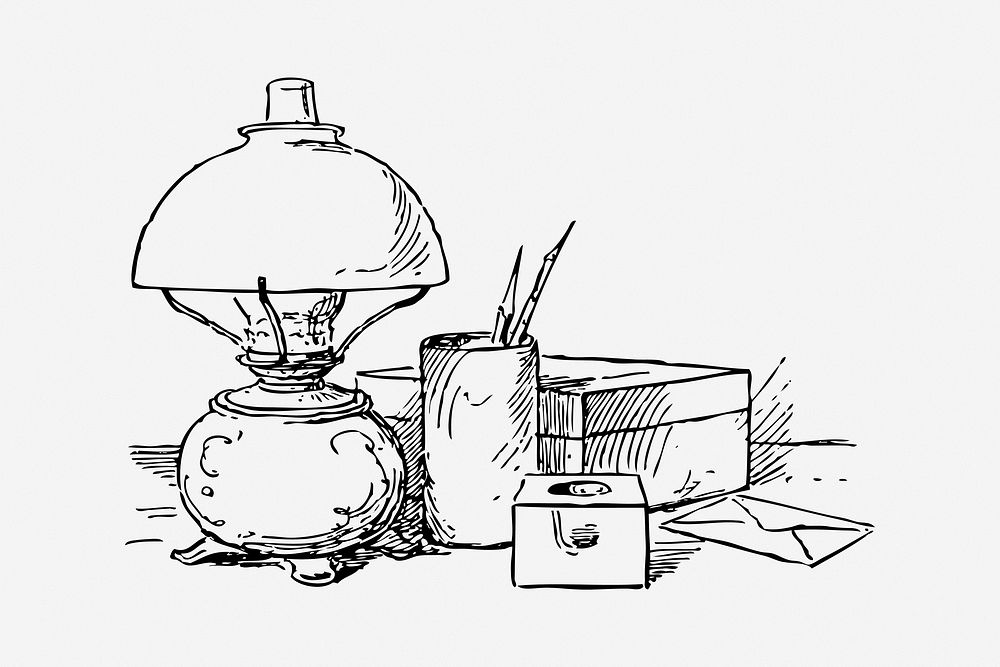 Study table, black & white Free Photo rawpixel