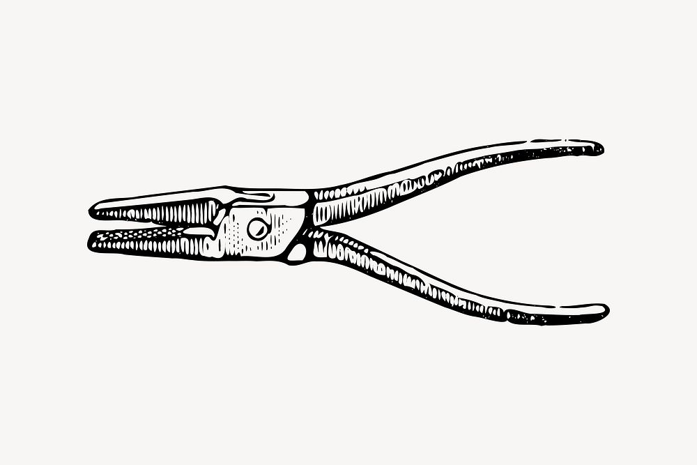 Pliers clipart, vintage illustration vector. Free public domain CC0 image.