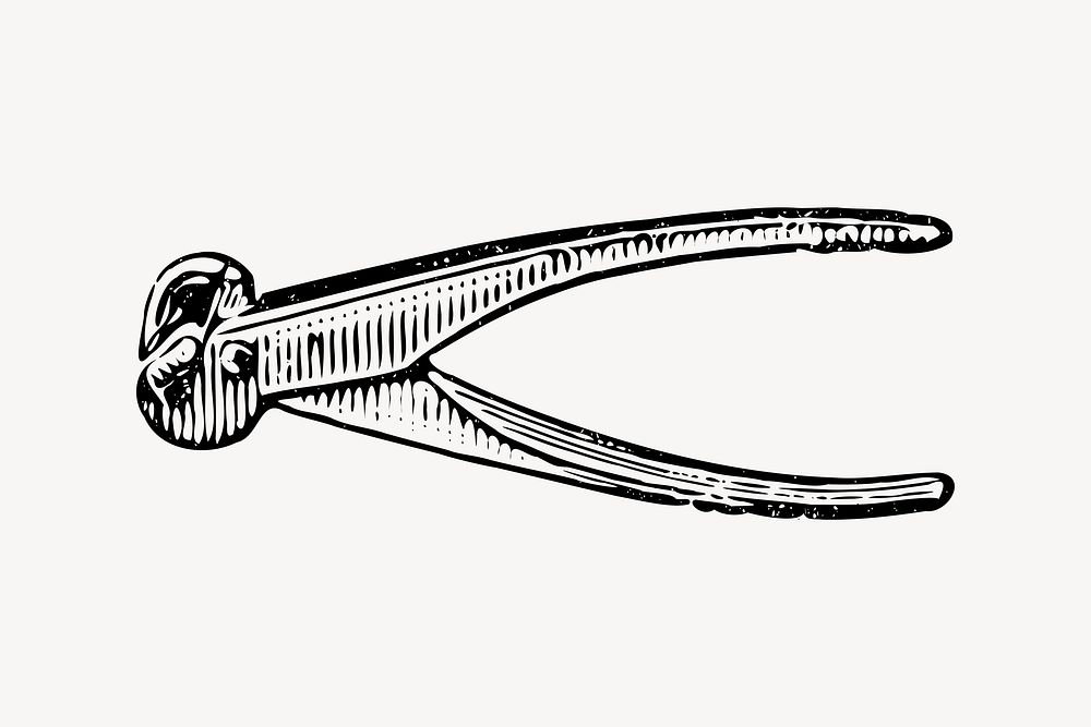 Pincers clipart, vintage illustration vector. 