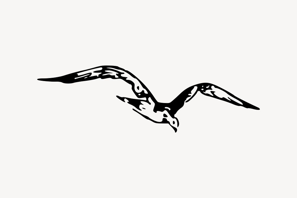 Flying bird clipart, vintage illustration vector. Free public domain CC0 image.