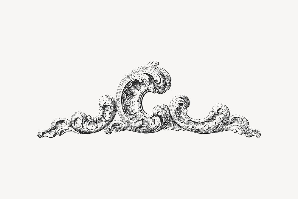 Baroque ornament clipart, vintage illustration vector. Free public domain CC0 image.
