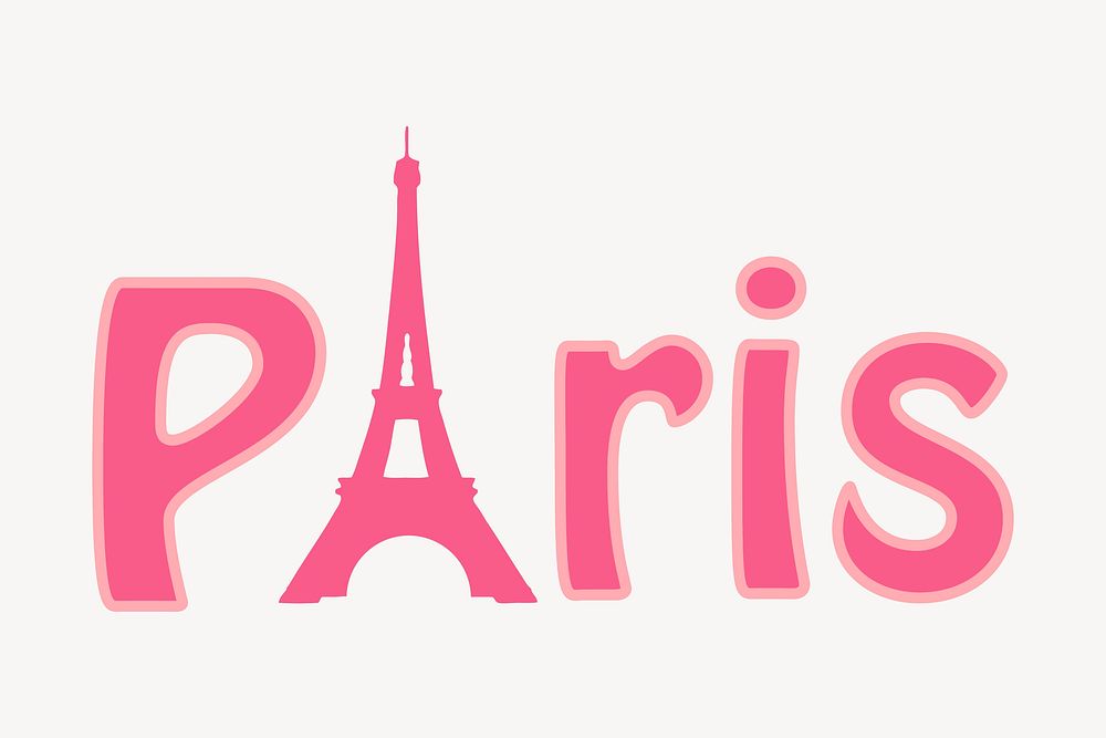 Paris word clipart, illustration vector. Free public domain CC0 image.