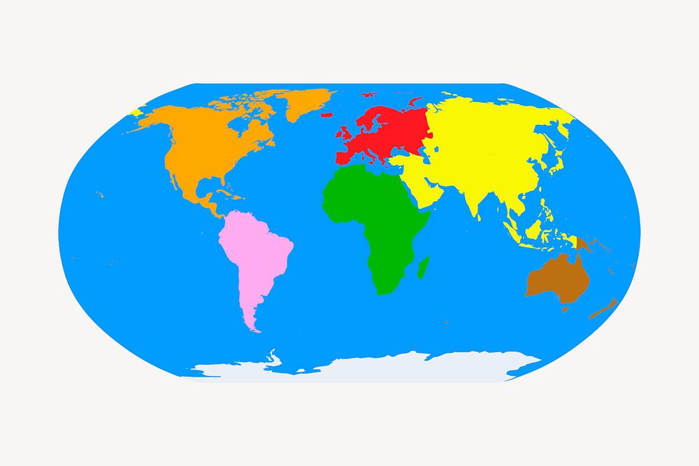World map clipart, environment illustration psd. Free public domain CC0 image