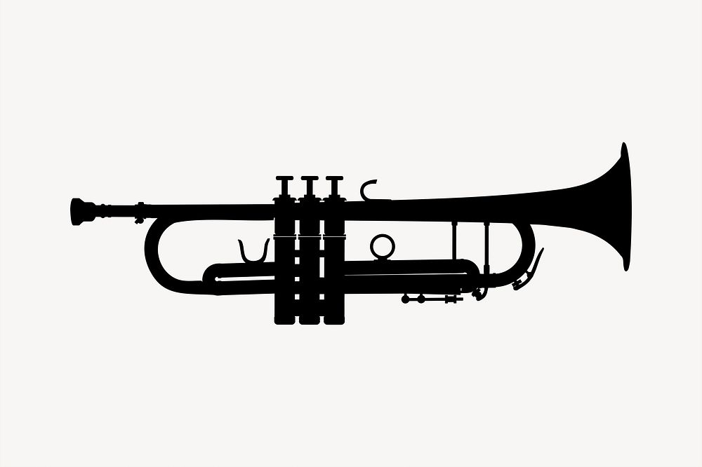 Trumpet clipart, drawing illustration vector. Free public domain CC0 image.
