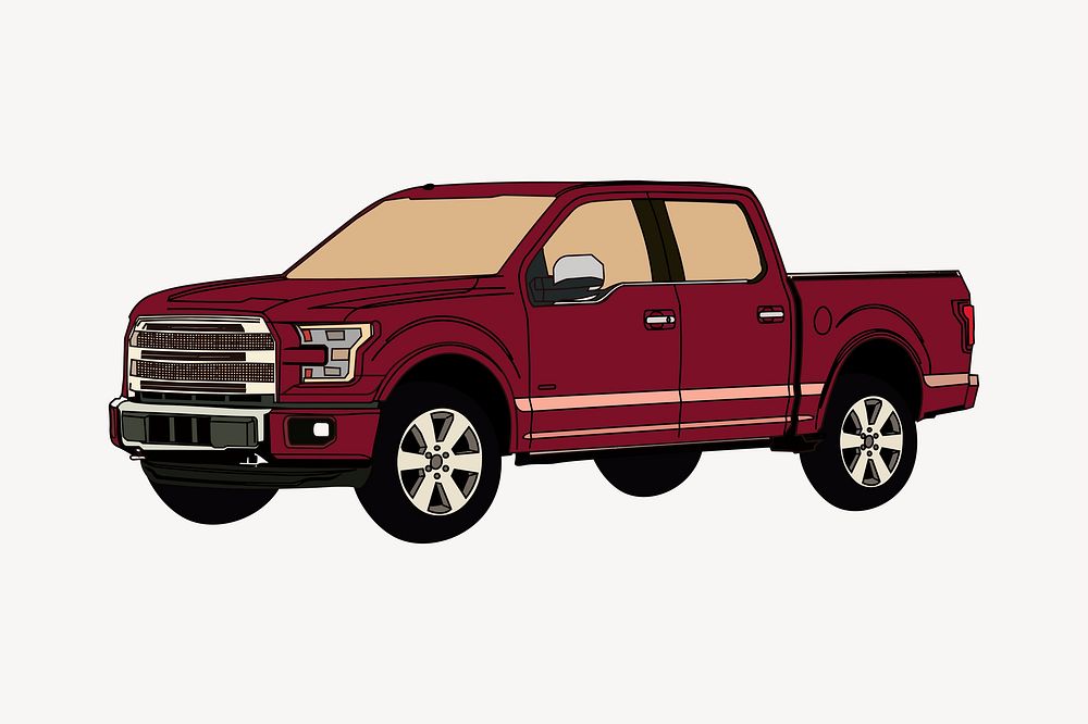 Pick-up truck clipart, vehicle illustration vector. Free public domain CC0 image