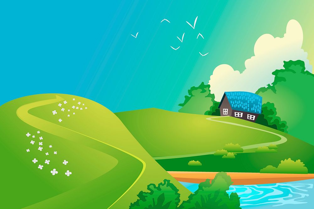 Countryside clipart, illustration psd. Free public domain CC0 image.