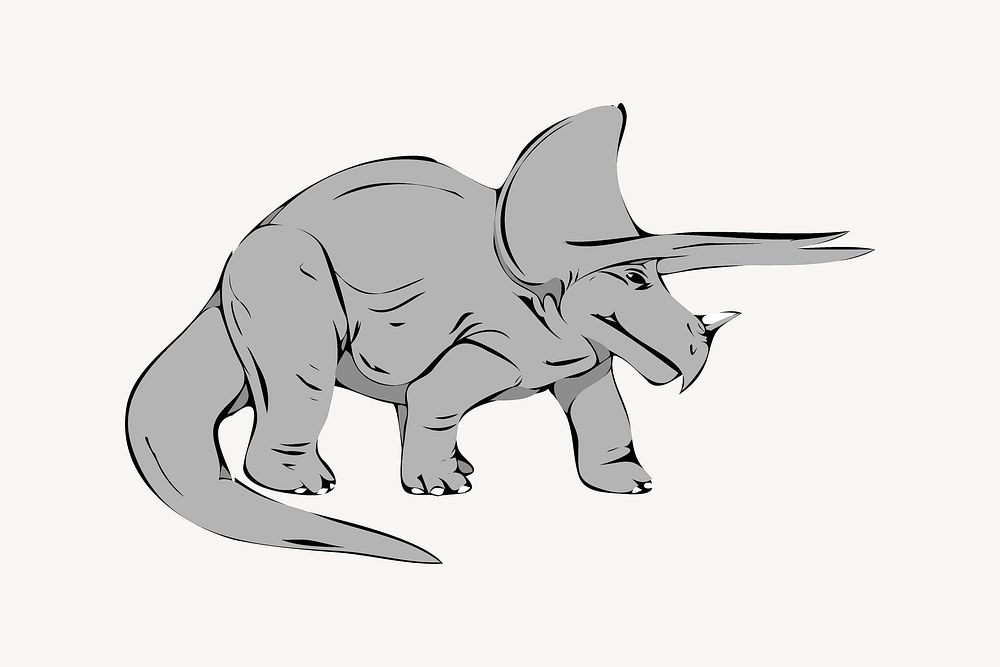 Triceratops dinosaur clip art, extinct animal illustration. Free public domain CC0 image.