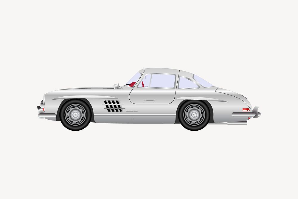 Gullwing car collage element vector. Free public domain CC0 image.