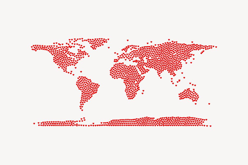 Heart continent collage element vector. Free public domain CC0 image.