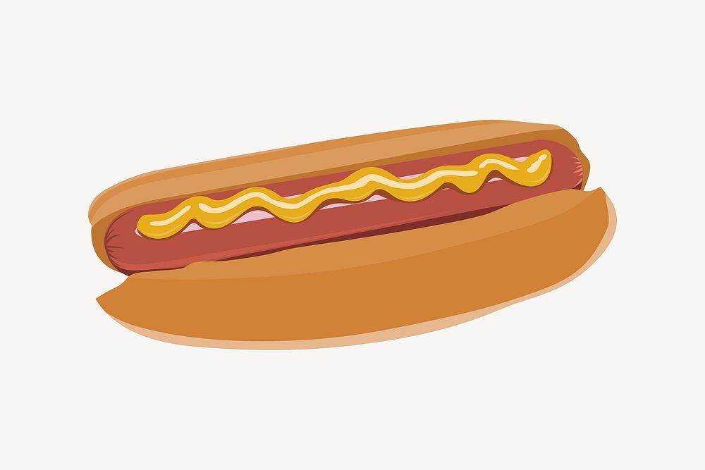 Hot dog clip art, food illustration. Free public domain CC0 image.