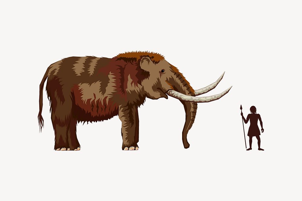 Mammoth collage element vector. Free public domain CC0 image.