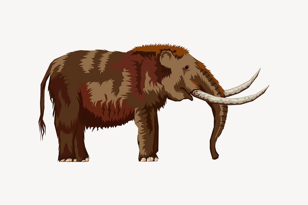 Mammoth clip art, extinct animal illustration. Free public domain CC0 image.