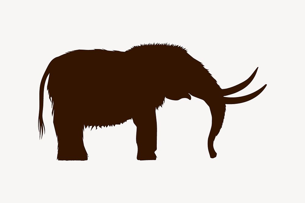 Mammoth clip art, extinct animal illustration. Free public domain CC0 image.