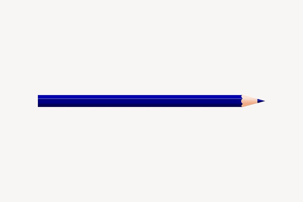 Dark blue pencil clip art, stationery illustration. Free public domain CC0 image.