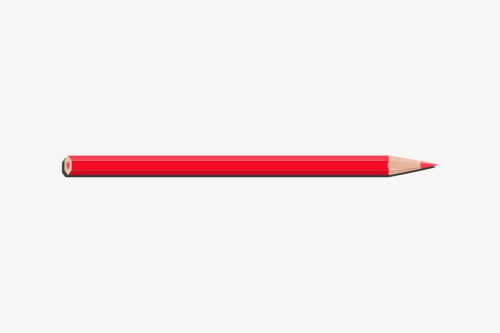 Red pencil clip art, stationery illustration. Free public domain CC0 image.