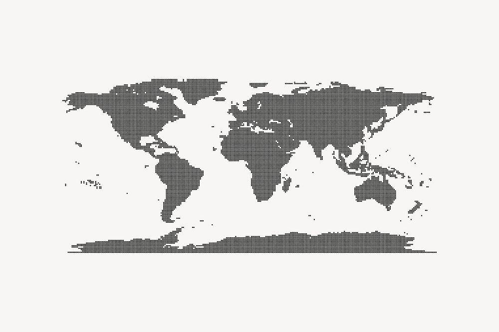 World continent clipart, map illustration psd. Free public domain CC0 image.