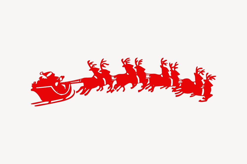Santa's sleigh silhouette clipart, Christmas illustration psd. Free public domain CC0 image.