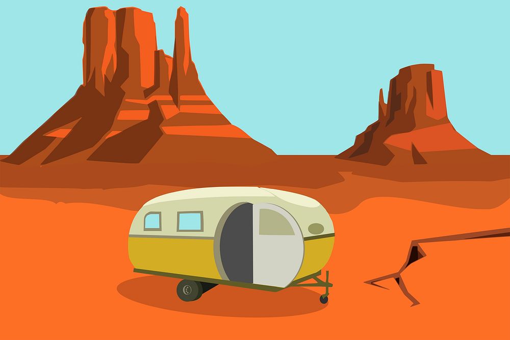 Desert camper clipart, illustration psd. Free public domain CC0 image.