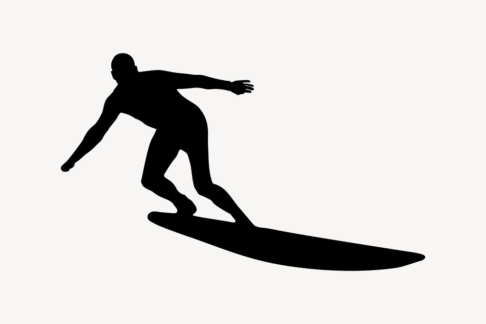 Man surfing silhouette clipart vector. | Free Vector - rawpixel