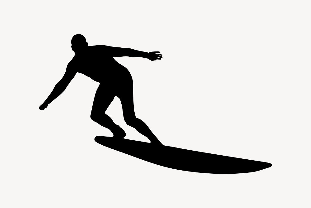 Man surfing silhouette illustration. Free public domain CC0 image