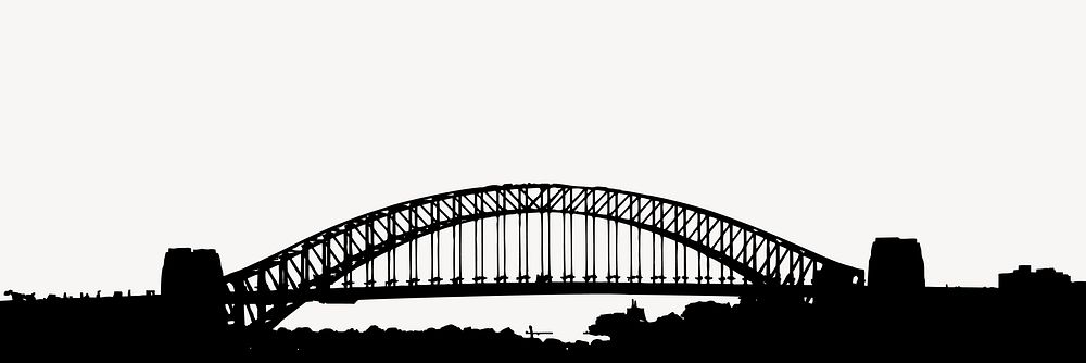 Sydney harbour silhouette clipart, architecture illustration vector. Free public domain CC0 image