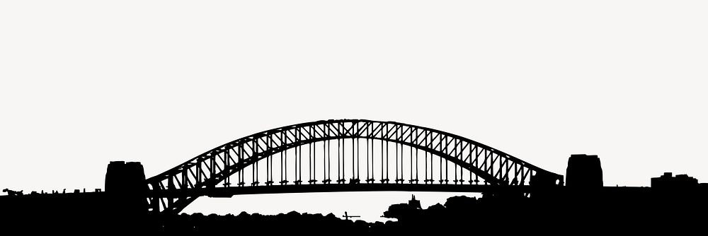 Sydney harbour silhouette clipart, architecture illustration psd. Free public domain CC0 image