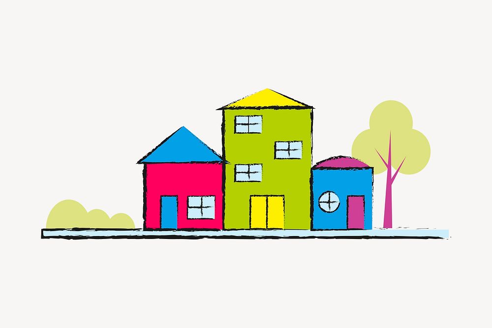 Colorful building clipart, architecture illustration vector. Free public domain CC0 image