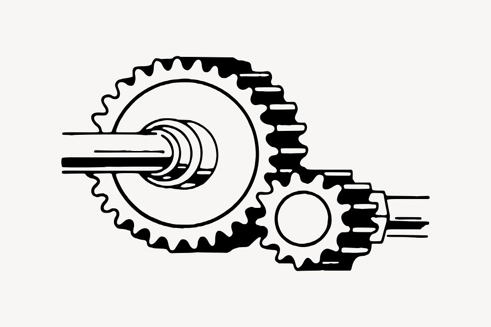 Cogwheel clipart, drawing illustration vector. Free public domain CC0 image.