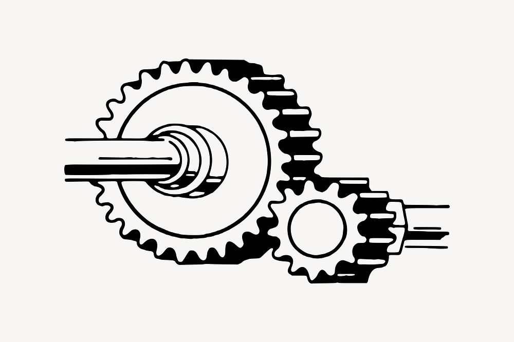 Cogwheel clipart, drawing illustration psd. Free public domain CC0 image.