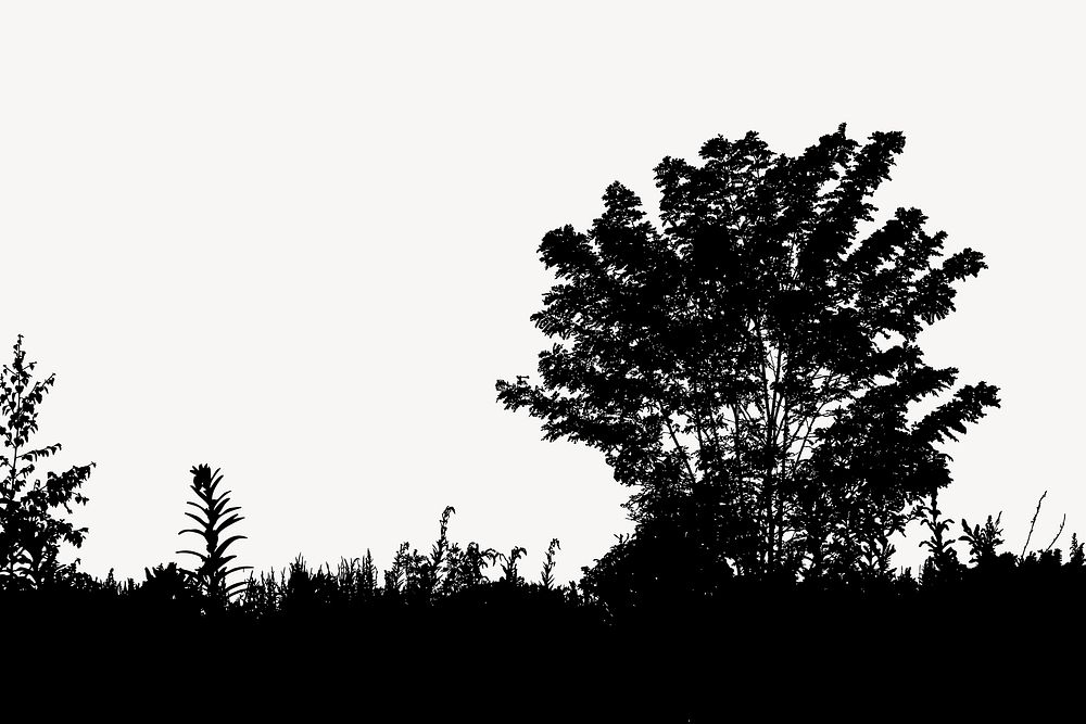 Tree silhouette border background vector. Free public domain CC0 image