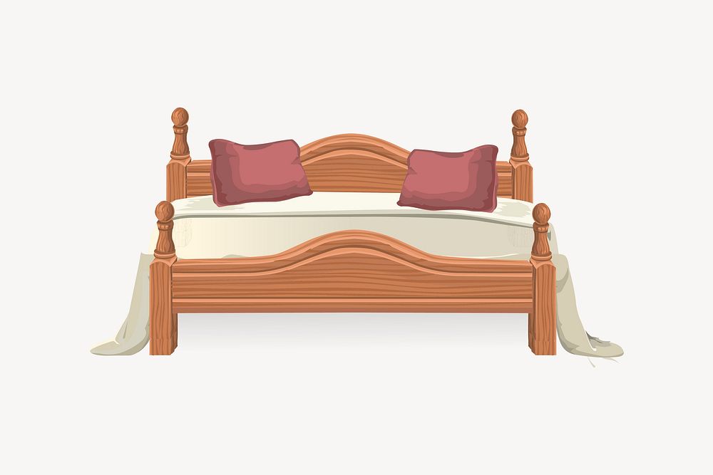 Bed illustration. Free public domain CC0 image.